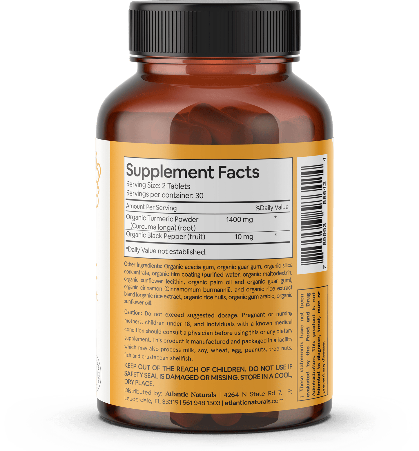 Organic Turmeric Root with Black Pepper | Vegan 1410 mg