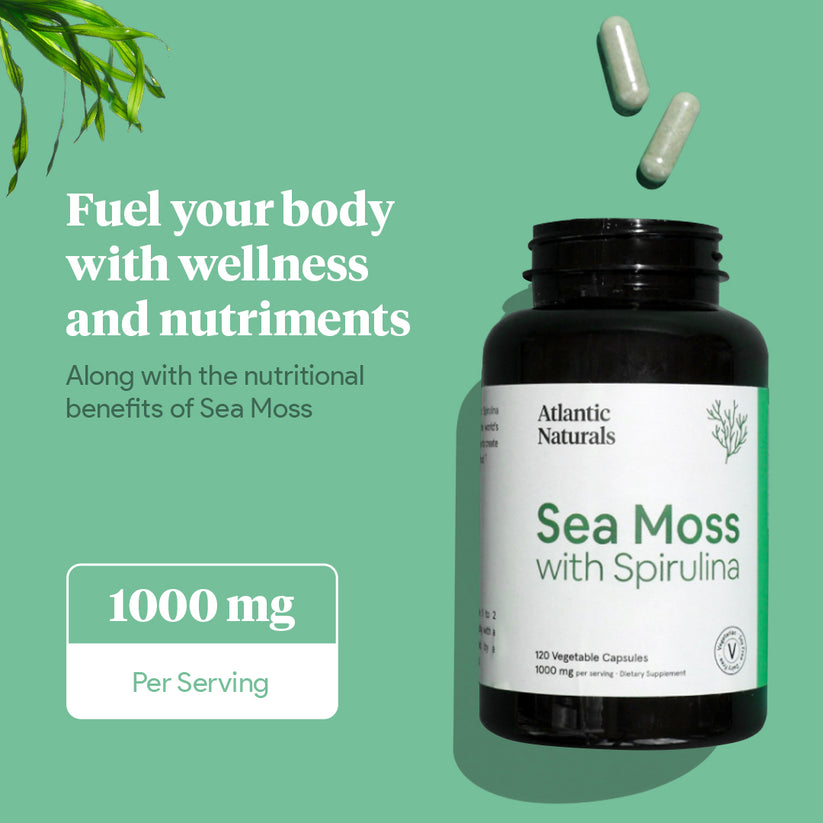 Organic Sea Moss with Spirulina Capsules | Vegan 1000mg – Atlantic Naturals