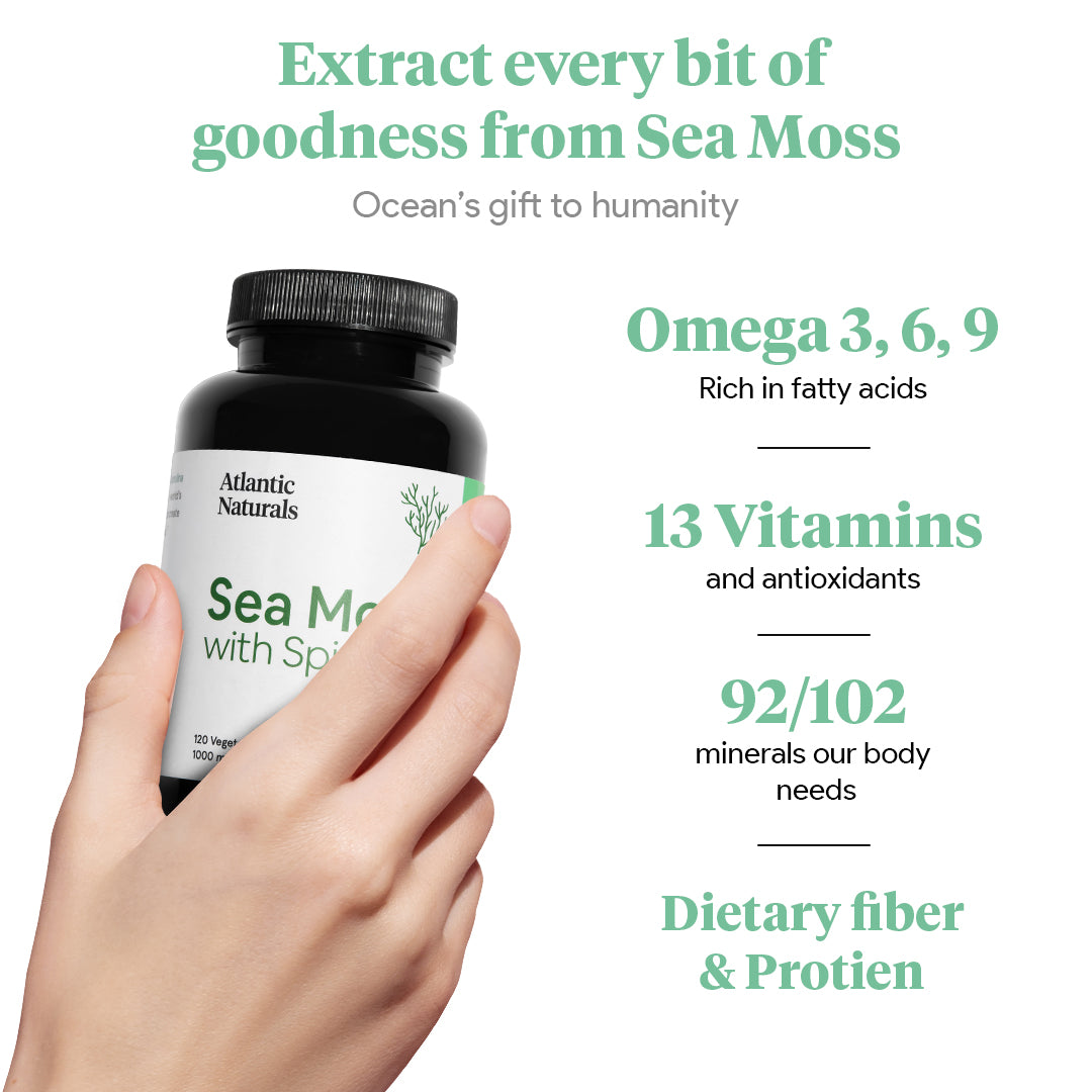 Organic Sea Moss with Spirulina Capsules Vegan 1000mg