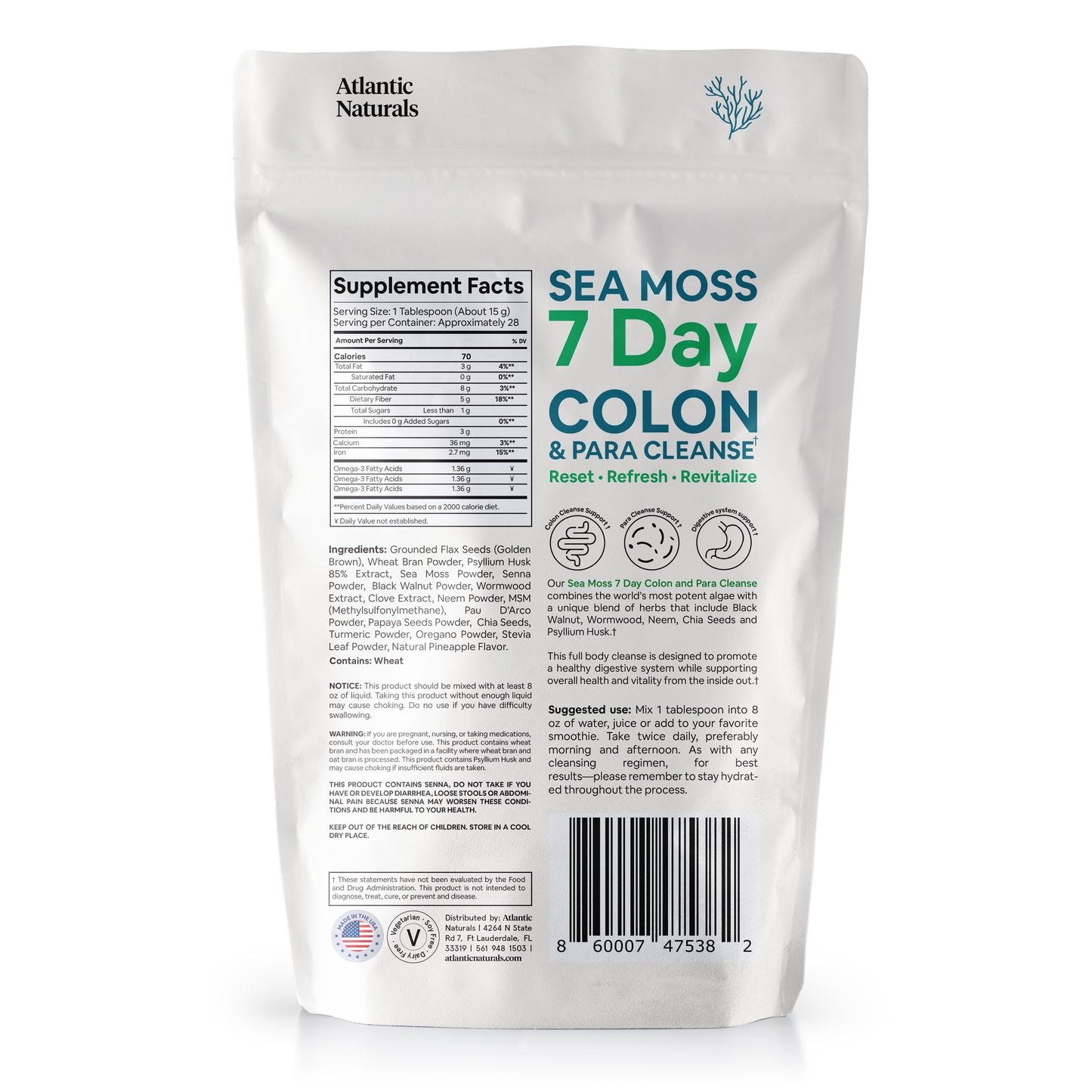 Sea Moss 7 jours Colon et Para Cleanse | Saveur d'ananas
