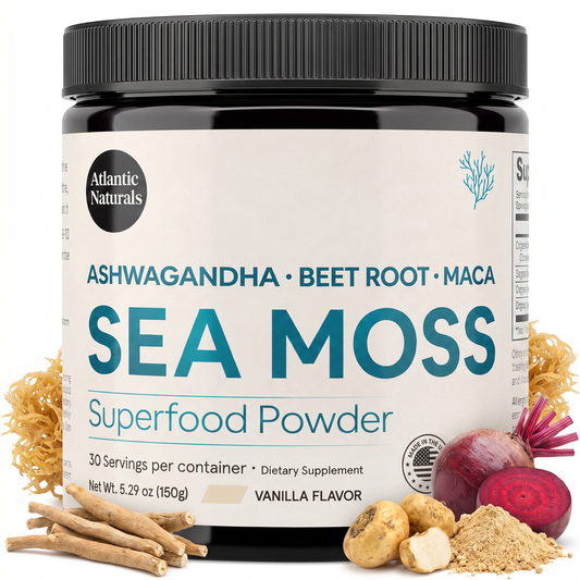 Organic Sea Moss Superfood Powder with Ashwagandha, Beet Root & Maca