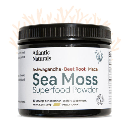 Organic Sea Moss Superfood Powder with Ashwagandha, Beet Root and Maca | Vanilla Flavor