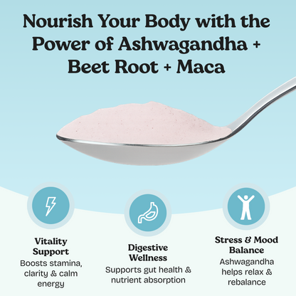 Superalimento en polvo orgánico de musgo marino con Ashwagandha, raíz de remolacha y maca |* NUEVO sabor a vainilla MEJORADO