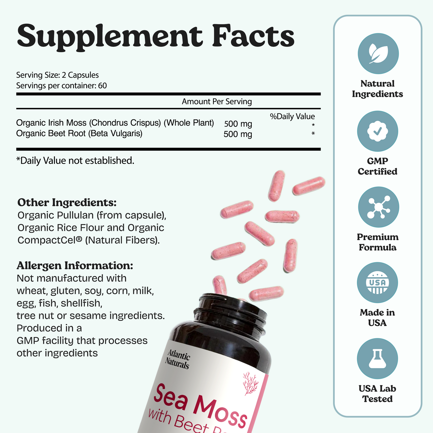 Organic Sea Moss with Beet Root Capsules