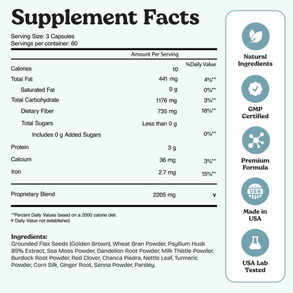 Capsules nettoyantes pour les reins, le foie et la vésicule biliaire Sea Moss 7 jours