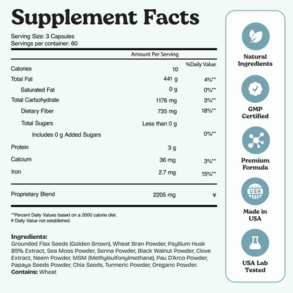 Capsules nettoyantes pour le côlon et les intestins Sea Moss 7 jours