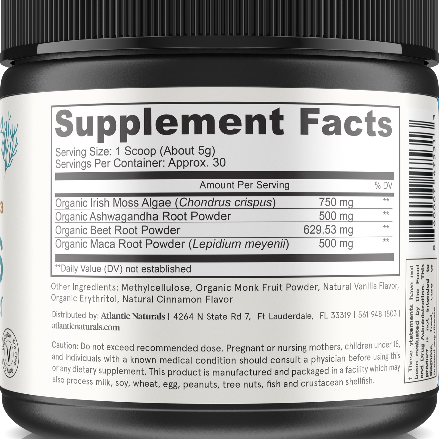 Organic Sea Moss Superfood Powder with Ashwagandha, Beet Root & Maca