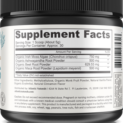 Organic Sea Moss Superfood Powder with Ashwagandha, Beet Root & Maca