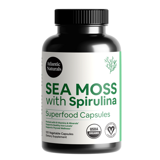 Capsules de mousse de mer biologique à la spiruline