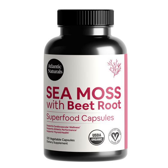 Mousse de mer biologique avec capsules de racine de betterave | Végétalien 1000mg