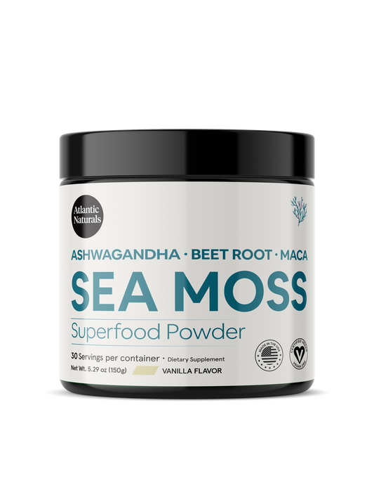 Organic Sea Moss Superfood Powder with Ashwagandha, Beet Root & Maca