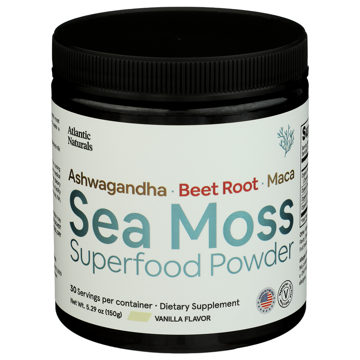 Organic Sea Moss Superfood Powder with Ashwagandha, Beet Root & Maca