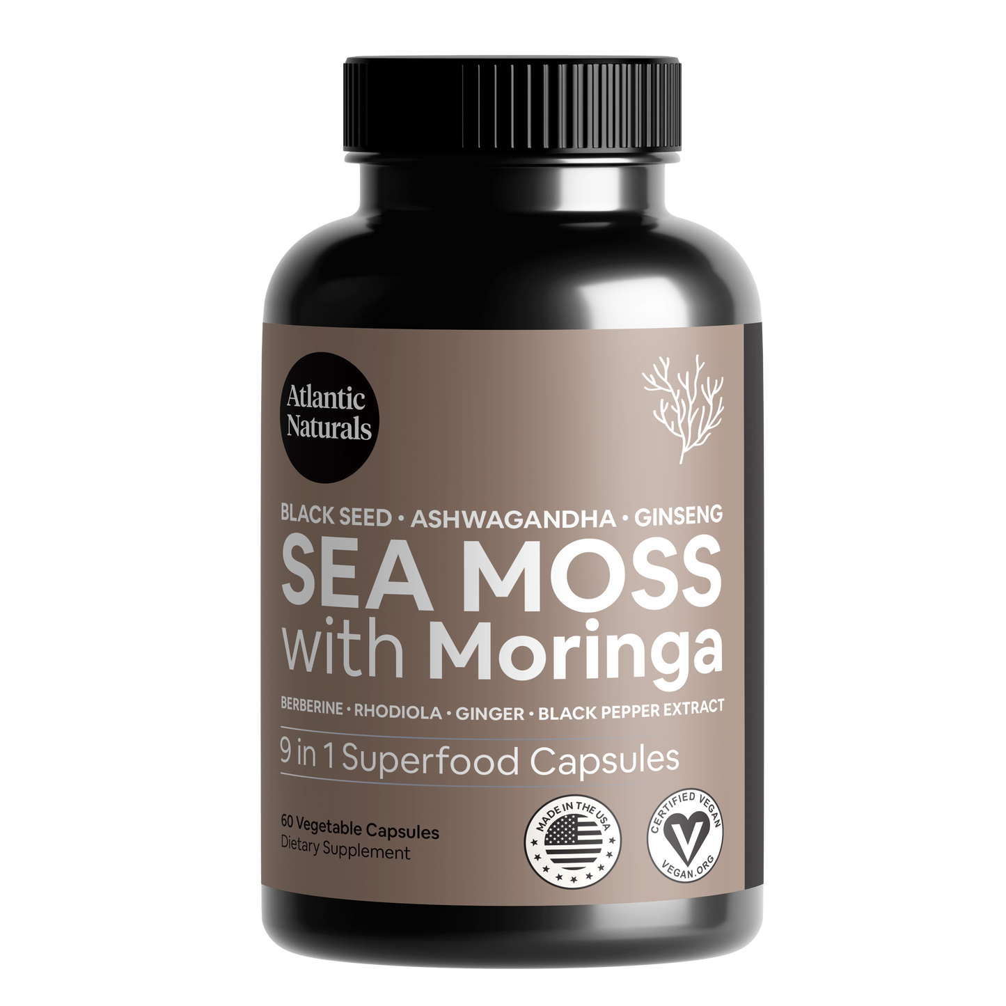 Mousse de mer au moringa, huile de nigelle et ashwagandha, capsules 9 en 1